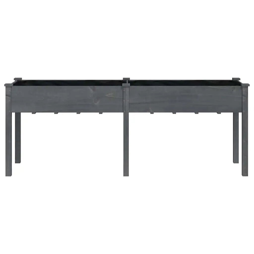 Wooden Planter Box Solid Fir Wood 203 x 53 x 76 cm Grey