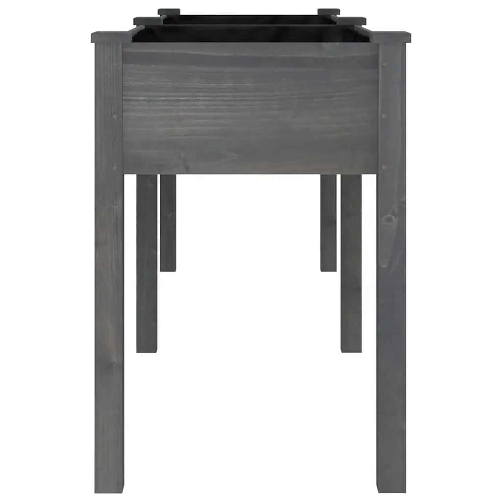 Wooden Planter Box Solid Fir Wood 203 x 53 x 76 cm Grey