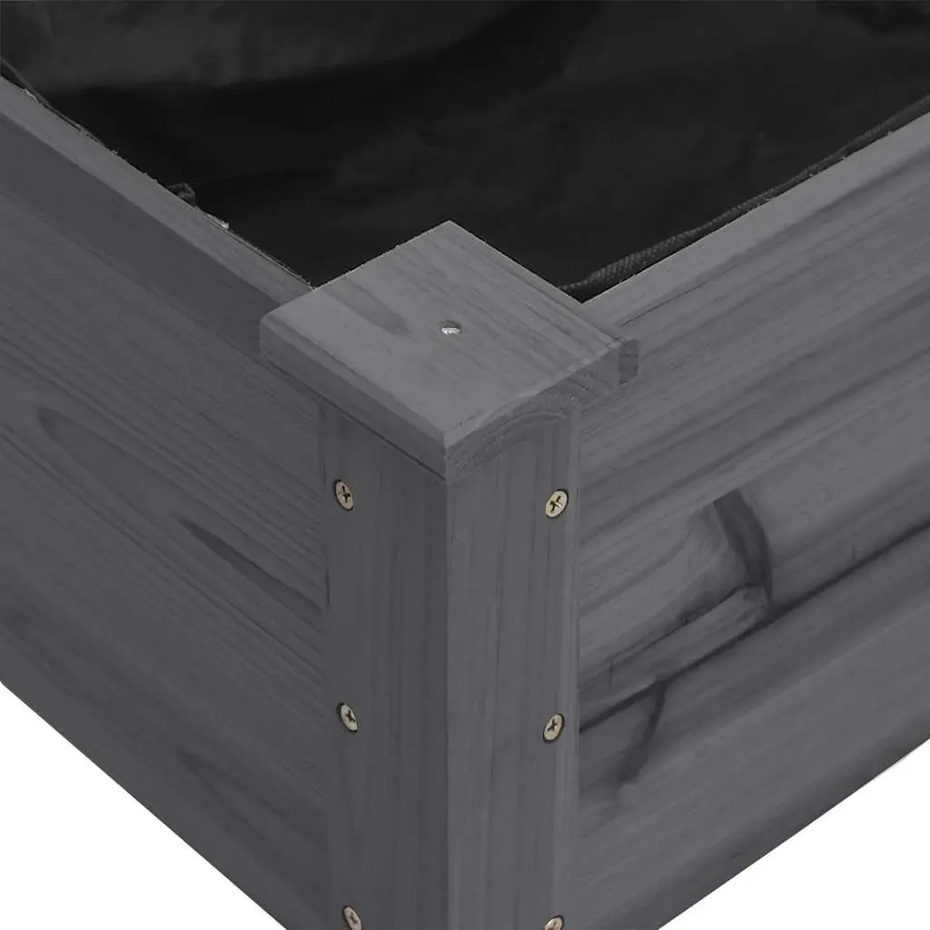 Wooden Planter Box Solid Fir Wood 203 x 53 x 76 cm Grey