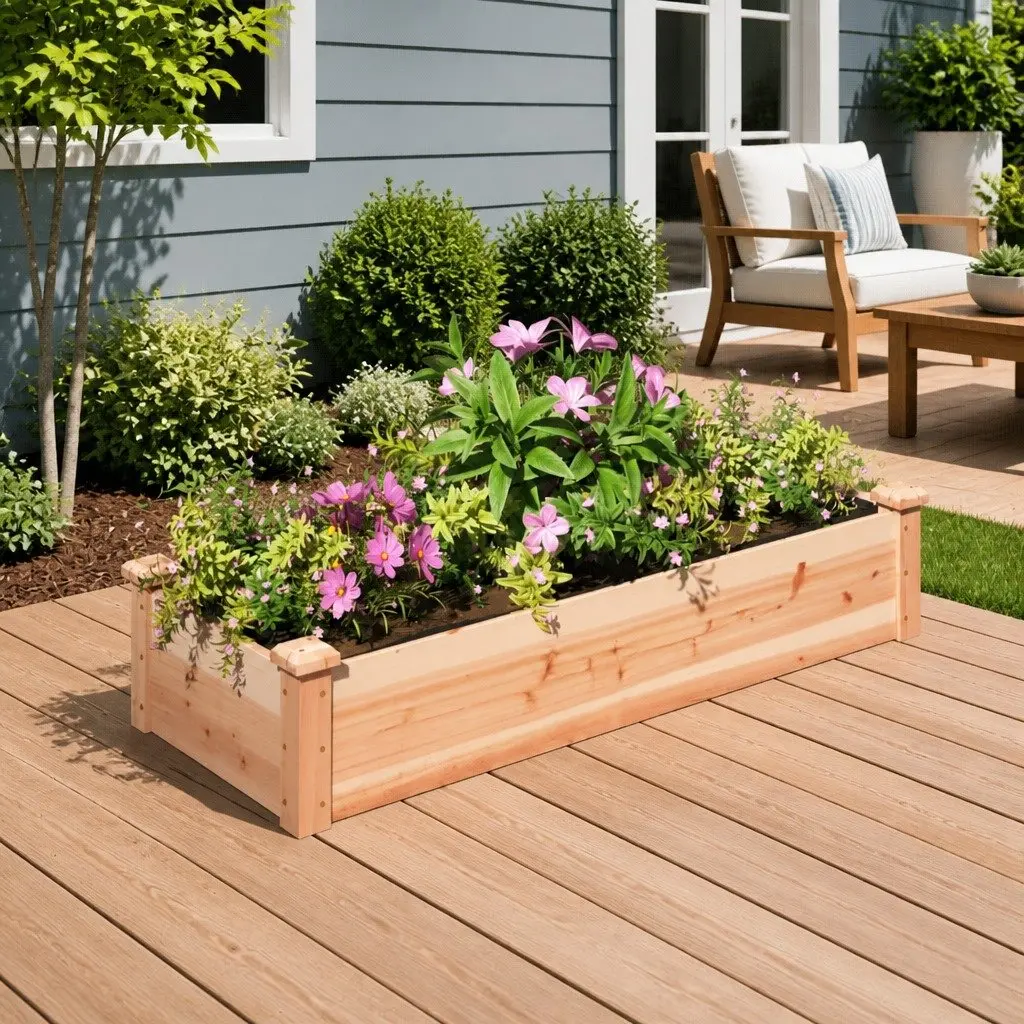 Solid Wood Garden Raised Bed with Liner 120x45x25 cm Fir Planter Box