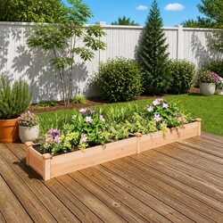 Durable Fir Wood Raised Garden Bed with Liner 240x45x25 cm