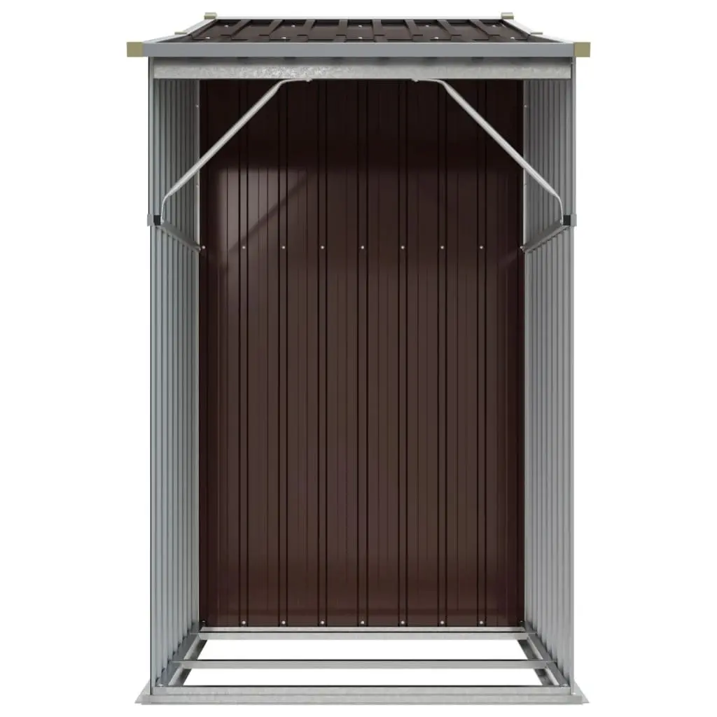 Garden Shed Galvanised Steel 277x93x179 cm Brown Outdoor Storage Tool House