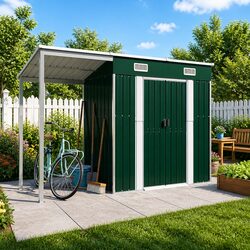 Durable Garden Shed with Extended Roof for Storage