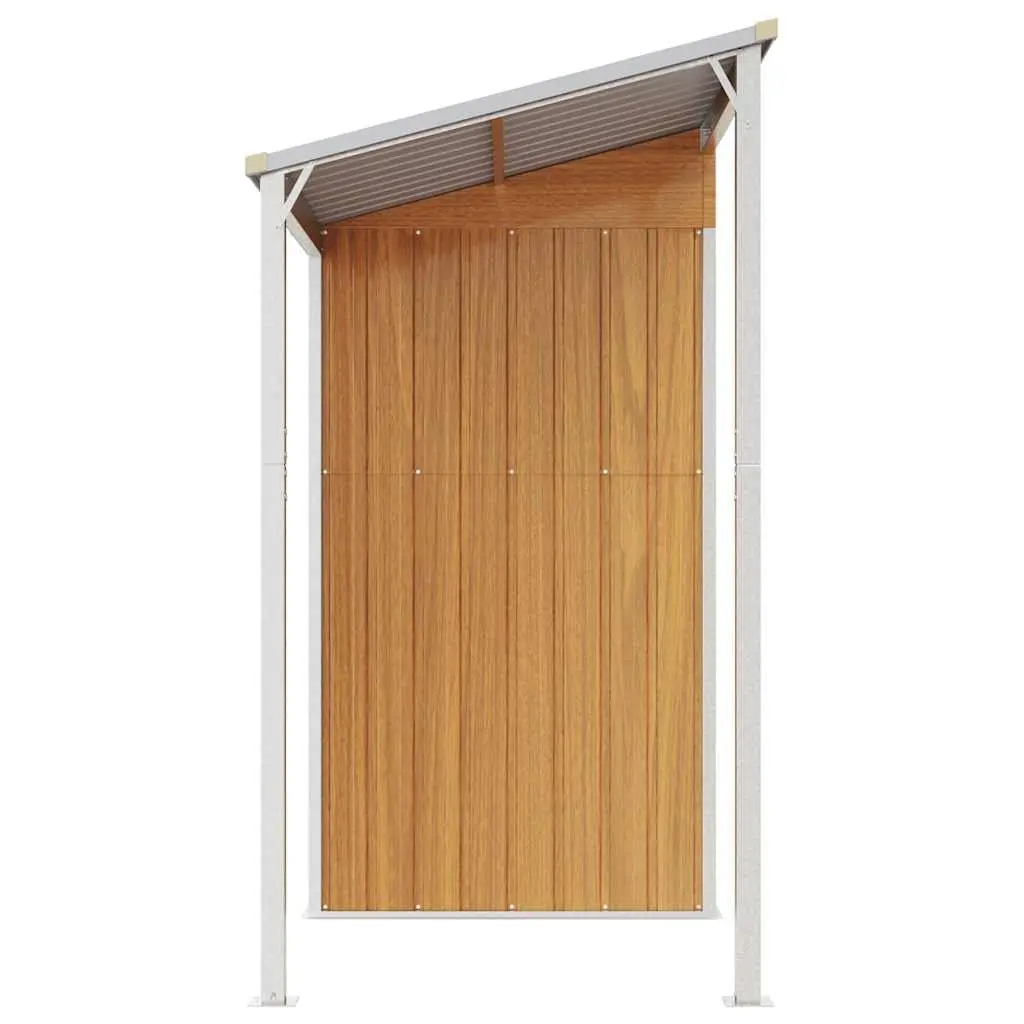 Outdoor Tool Shed with Extended Roof in Brown