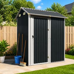 Sturdy Anthracite Garden Shed 192x152.5x237 cm Steel Storage