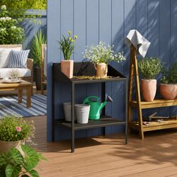 Durable 2 Tier Metal Plant Stand in Anthracite