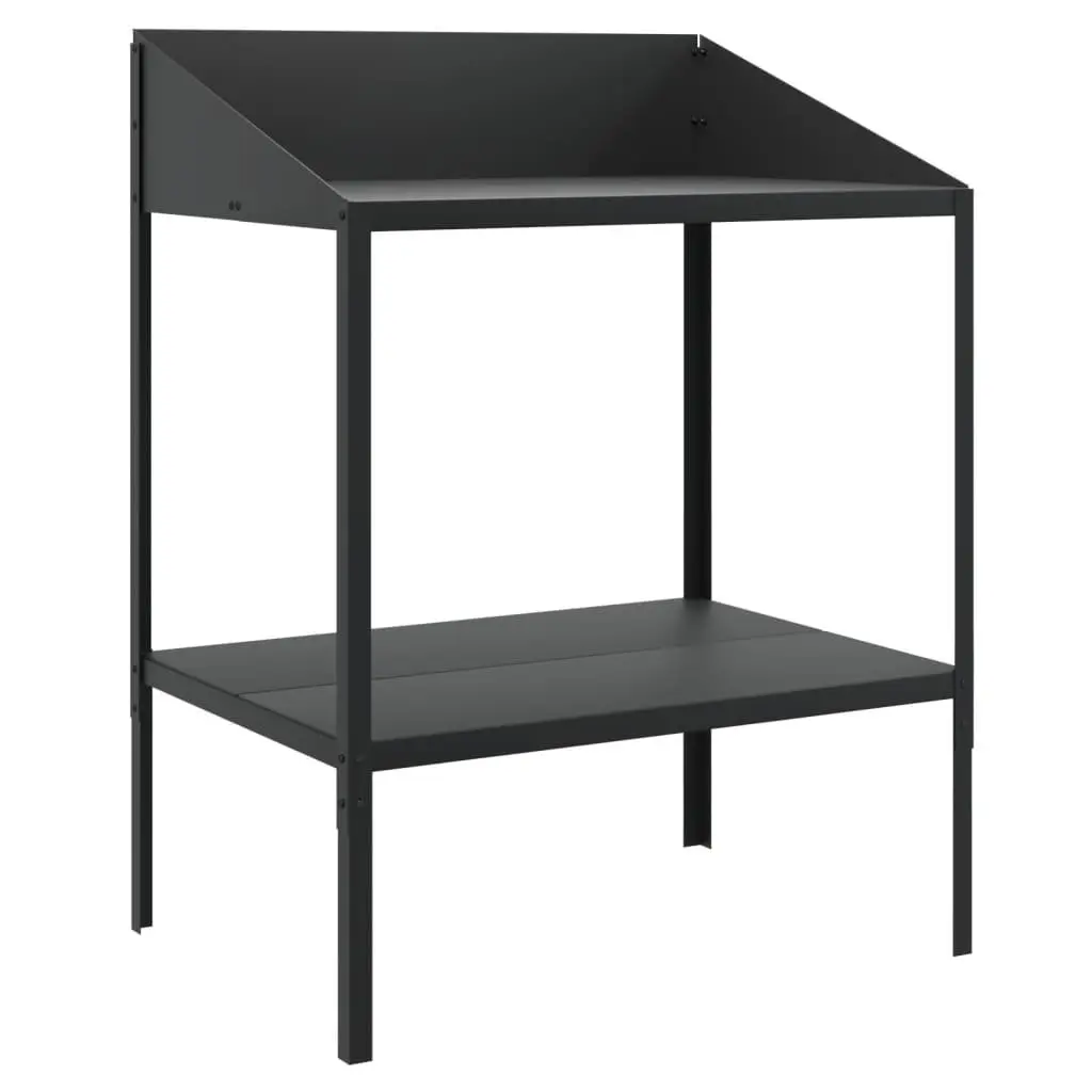 Plant Stand Galvanised Steel 2 Tier Anthracite 75.5 x 54.5 x 100 cm Indoor Outdoor Flower Display Shelf