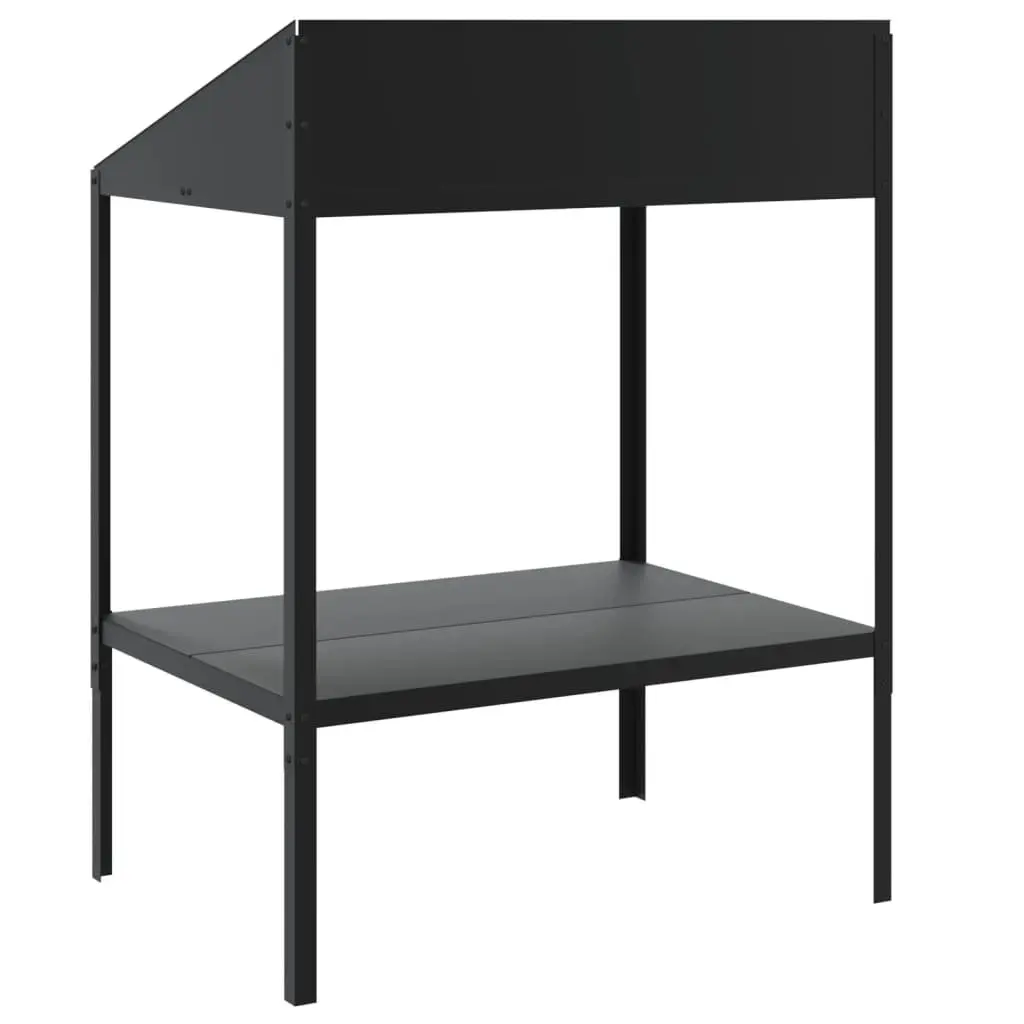 Plant Stand Galvanised Steel 2 Tier Anthracite 75.5 x 54.5 x 100 cm Indoor Outdoor Flower Display Shelf