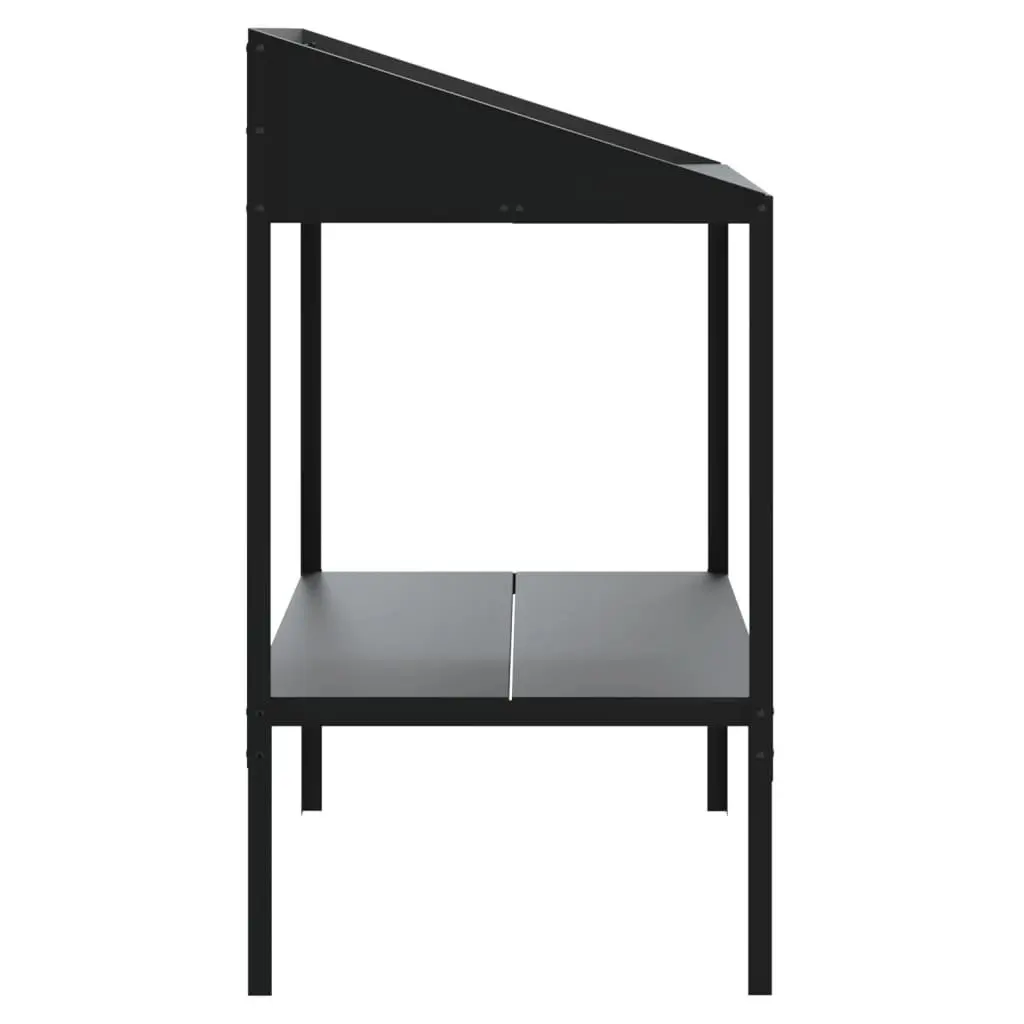 Plant Stand Galvanised Steel 2 Tier Anthracite 75.5 x 54.5 x 100 cm Indoor Outdoor Flower Display Shelf