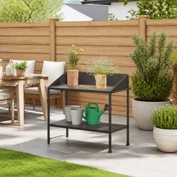 Durable Two Tier Plant Stand with Wheels and Handle