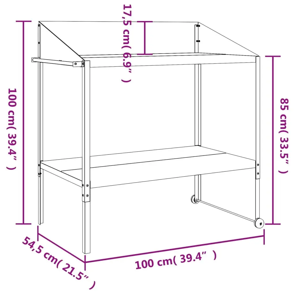 Two Tier Plant Stand with Wheels and Handle