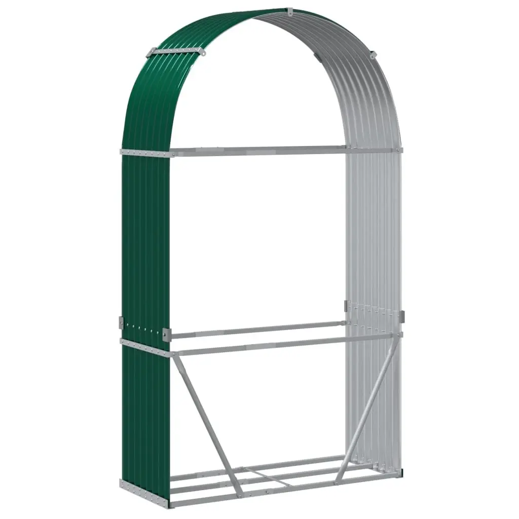 Log Holder Galvanised Steel 120W x 45D x 210H cm Green