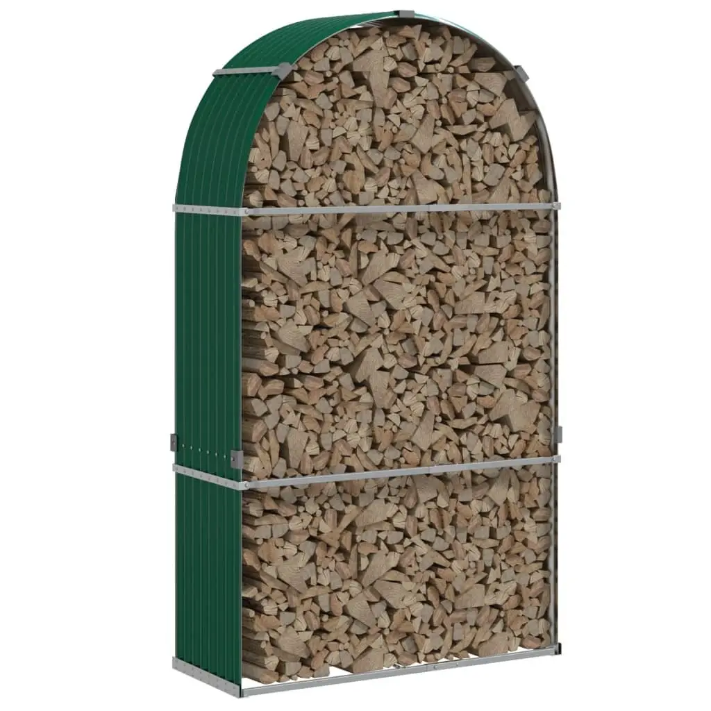 Log Holder Galvanised Steel 120W x 45D x 210H cm Green