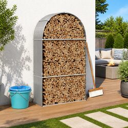 Sturdy Galvanised Steel Log Holder for Firewood Storage