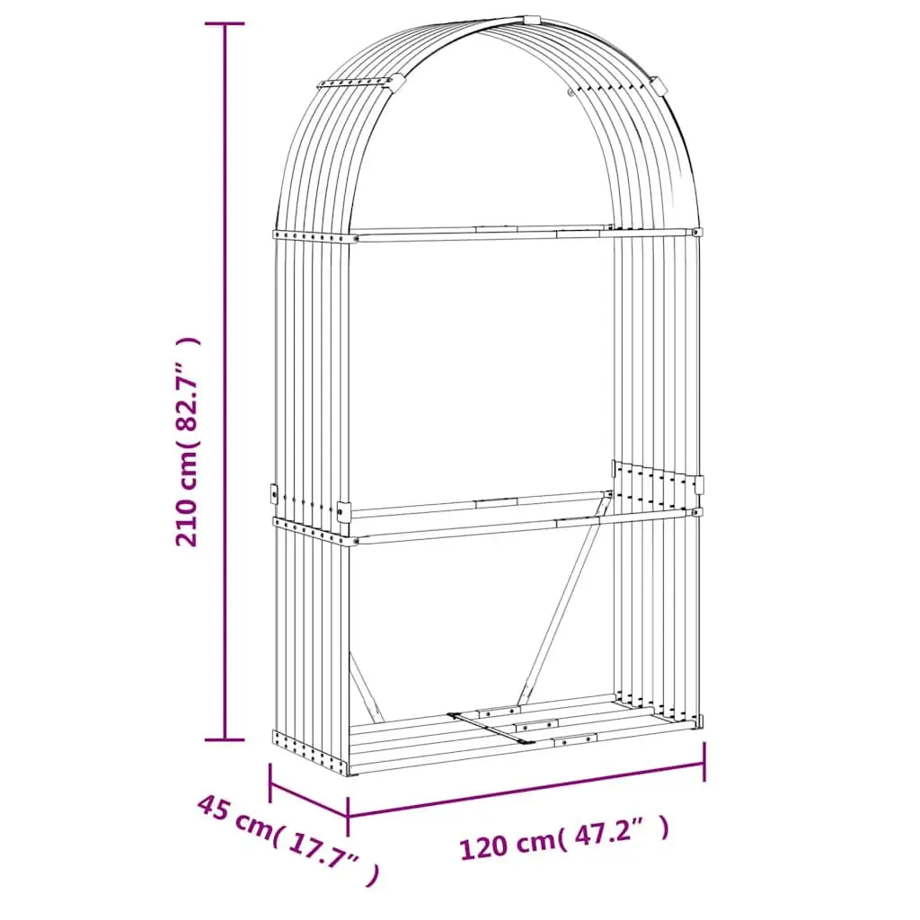 Log Holder Firewood Rack 120x45x210cm Outdoor Wood Storage Log Store Grey