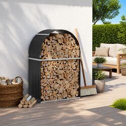 Durable Anthracite Steel Log Holder for Firewood Storage