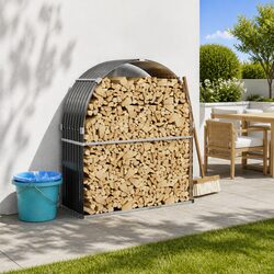 Galvanised Steel Log Holder for Firewood Storage 120x45x140cm