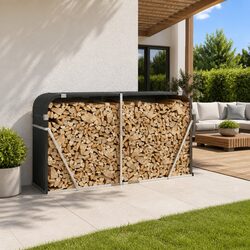 Durable Anthracite Steel Log Holder for Firewood Storage