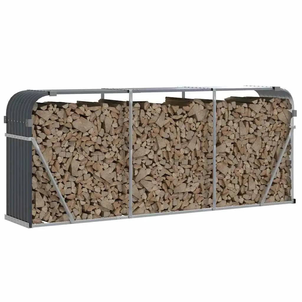 Log Holder Anthracite Galvanised Steel Fireplace Wood Storage Rack 234x45x100cm