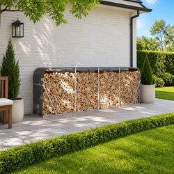 Durable Anthracite Galvanised Steel Log Holder for Firewood