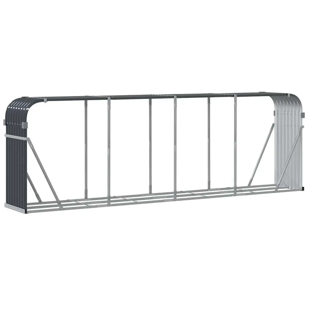 Log Holder Galvanised Steel Anthracite 300 x 45 x 100 cm Wall Mount Outdoor