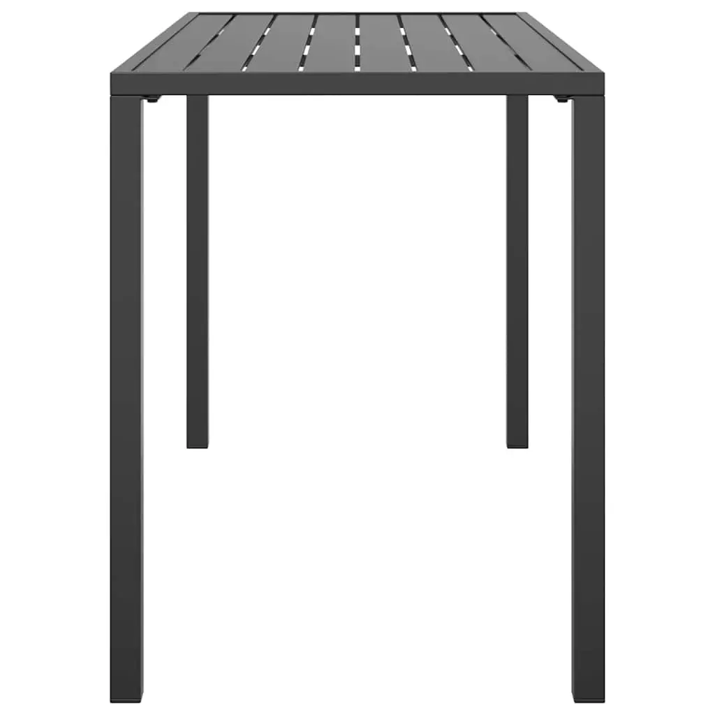 Steel Frame Slatted Garden Dining Table in Anthracite