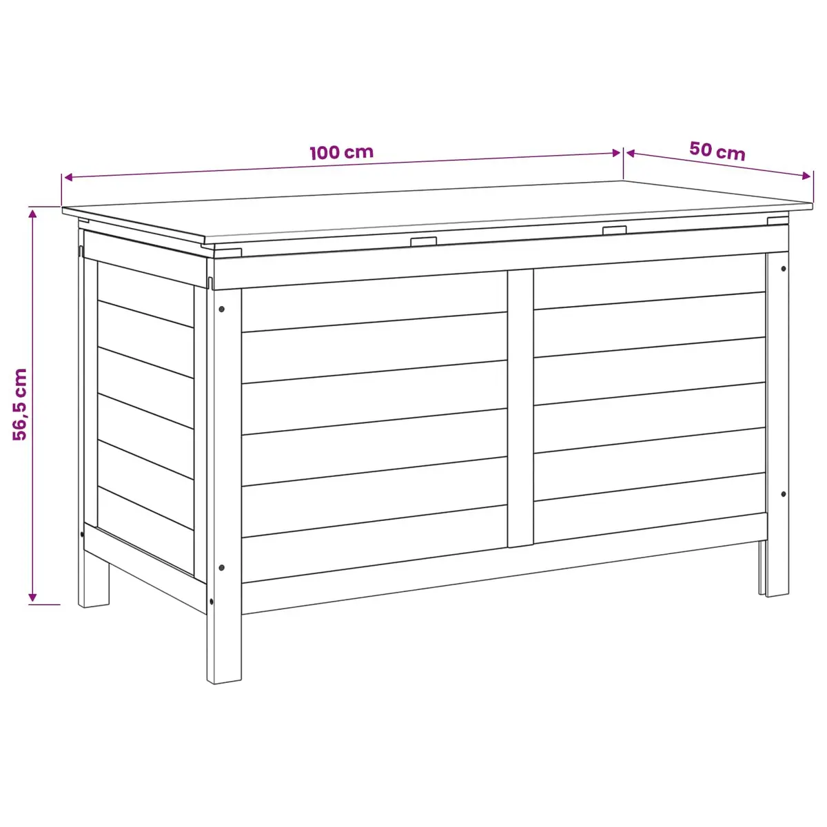 Solid Wood Outdoor Storage Box for Cushions