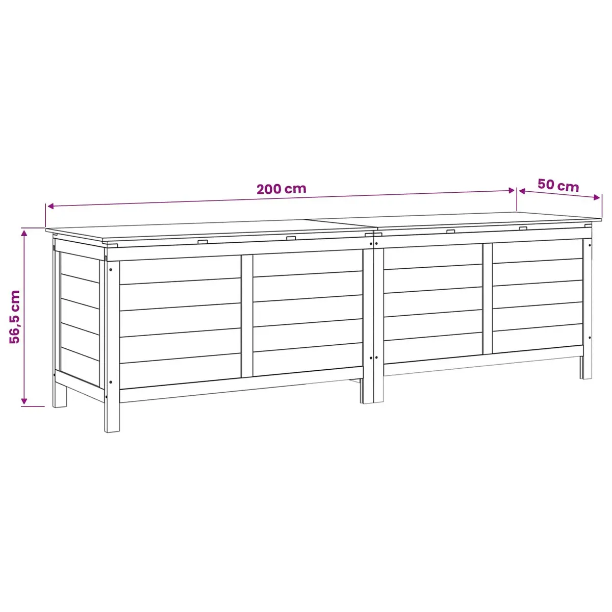 Garden Storage Box Solid Fir Wood 198.5 x 50 x 56.5 cm White