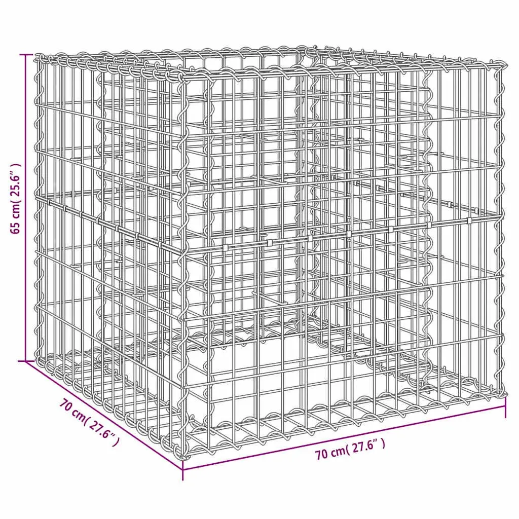 Galvanised Iron Garden Planter Basket 70x70x65cm Silver Outdoor Border