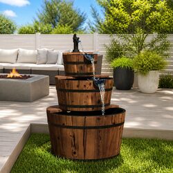 Sturdy Wooden Water Fountain with Electric Pump
