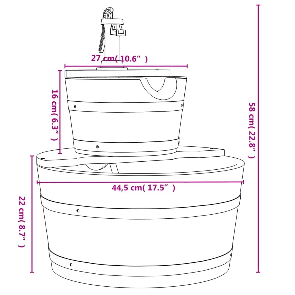 Brown Water Fountain with Electric Pump for Garden