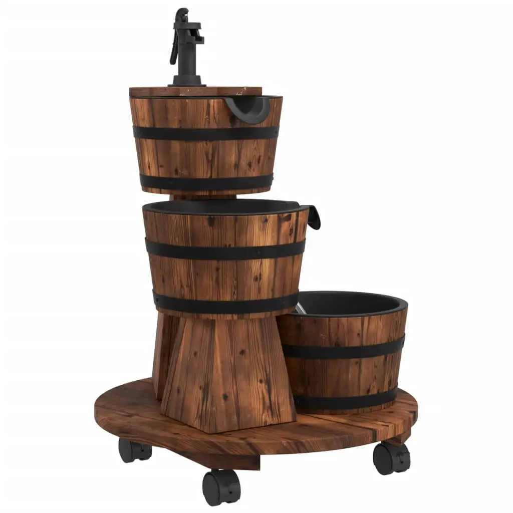 Water Fountain Solid Fir Wood 55x55x80cm Brown Outdoor Patio Garden Decor