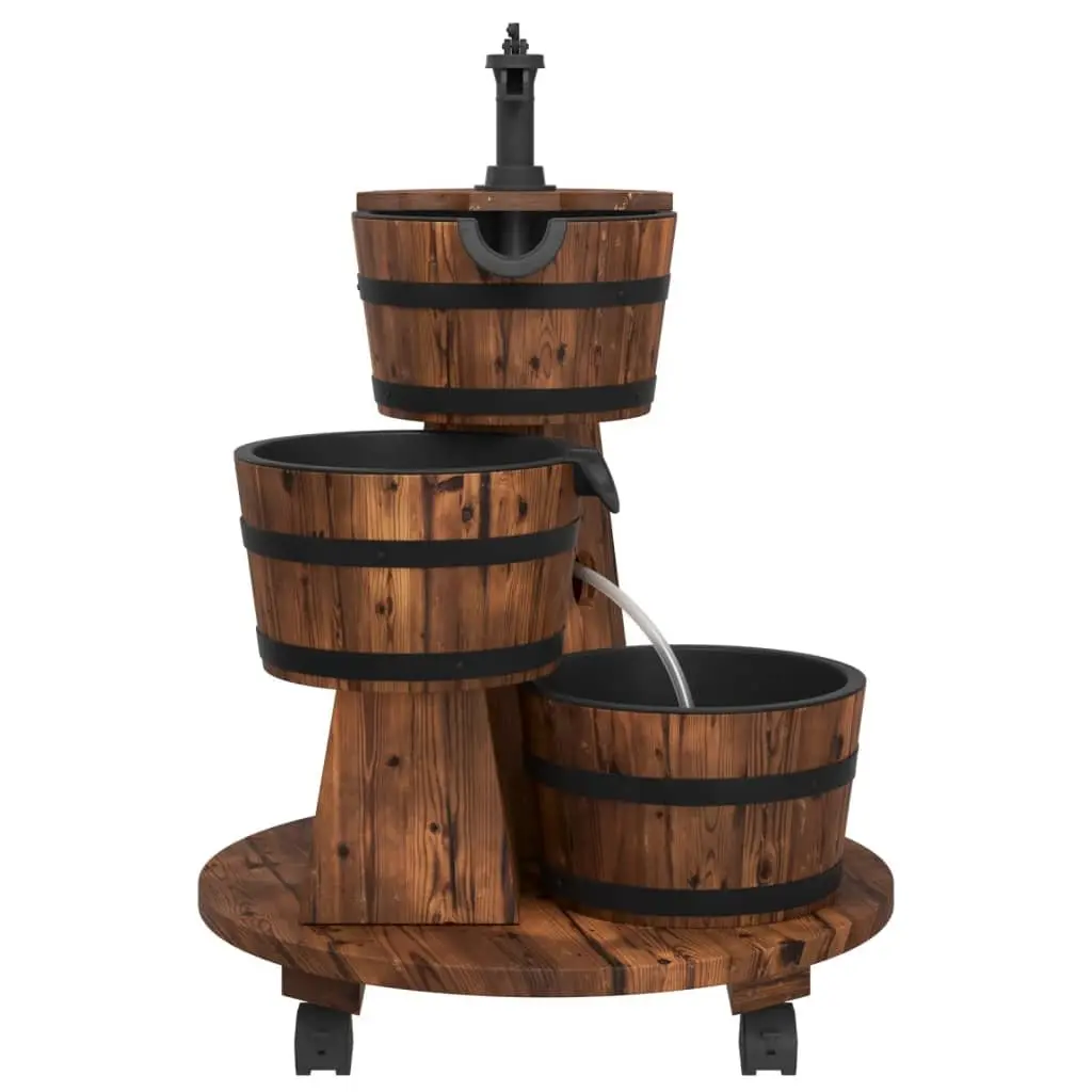 Water Fountain Solid Fir Wood 55x55x80cm Brown Outdoor Patio Garden Decor