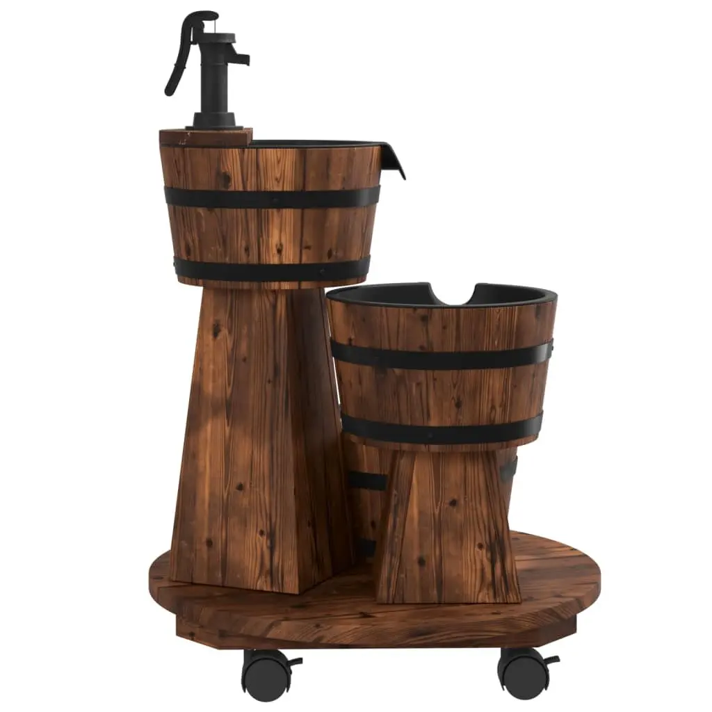 Water Fountain Solid Fir Wood 55x55x80cm Brown Outdoor Patio Garden Decor