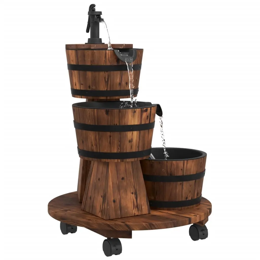 Water Fountain Solid Fir Wood 55x55x80cm Brown Outdoor Patio Garden Decor
