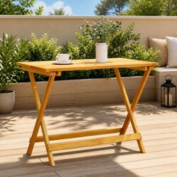 Folding Garden Table 90x52.5x65cm Solid Wood Acacia Brown Outdoor Patio Dining