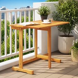 Brown Acacia Wood Folding Balcony Table 90x60x72cm