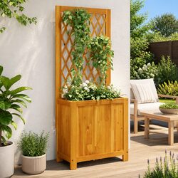 Premium Wooden Planter with Trellis for Climbing Plants