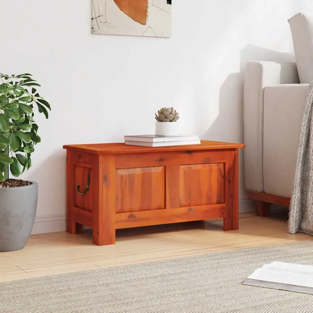 Brown Solid Wood Storage Chest with Lid