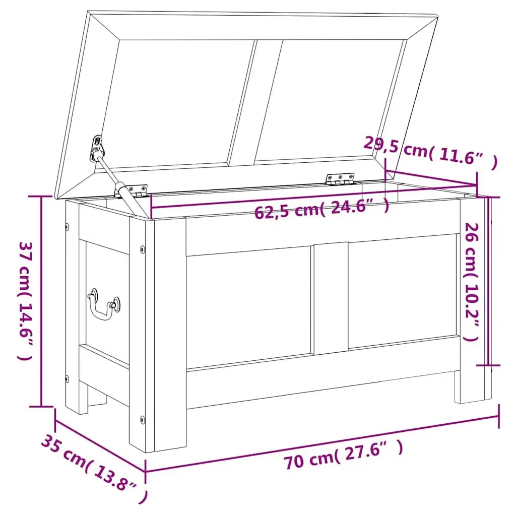 Brown Solid Wood Storage Chest with Lid