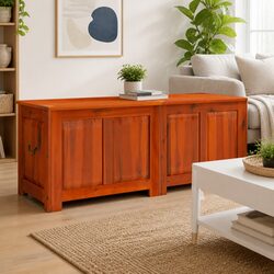 Brown Solid Wood Storage Chest with Gas Lift Lid