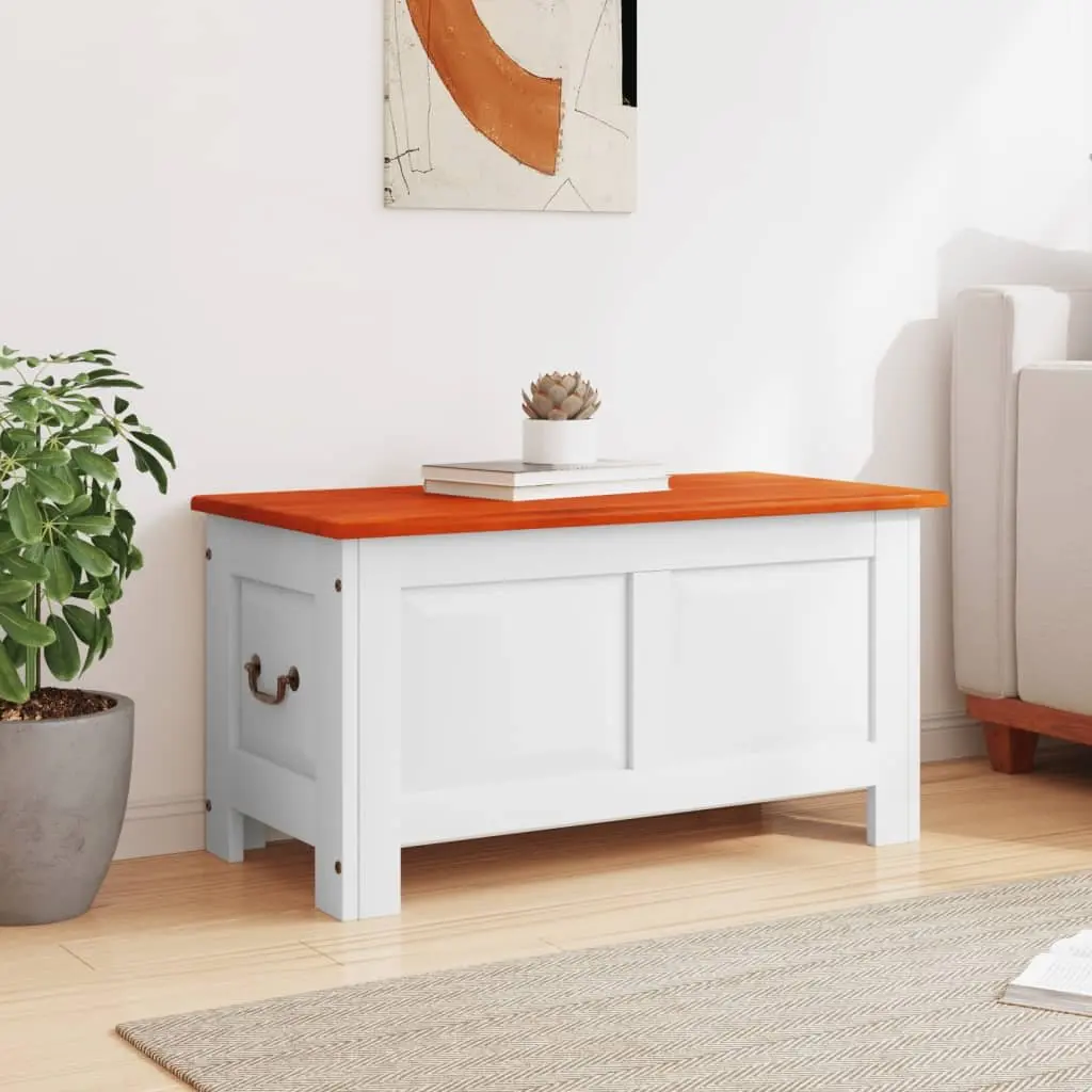 Solid Wood Acacia Storage Chest with Lid in White