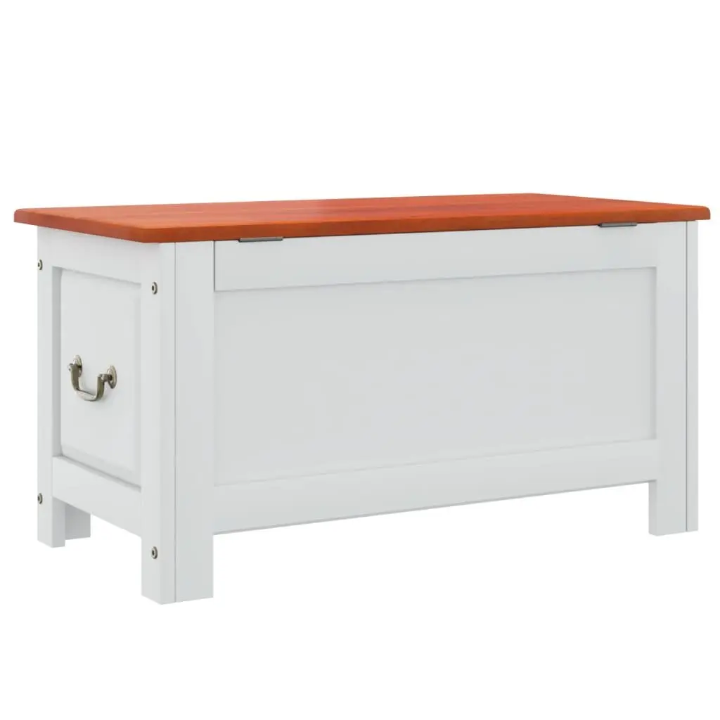 Solid Wood Acacia Storage Chest with Lid in White