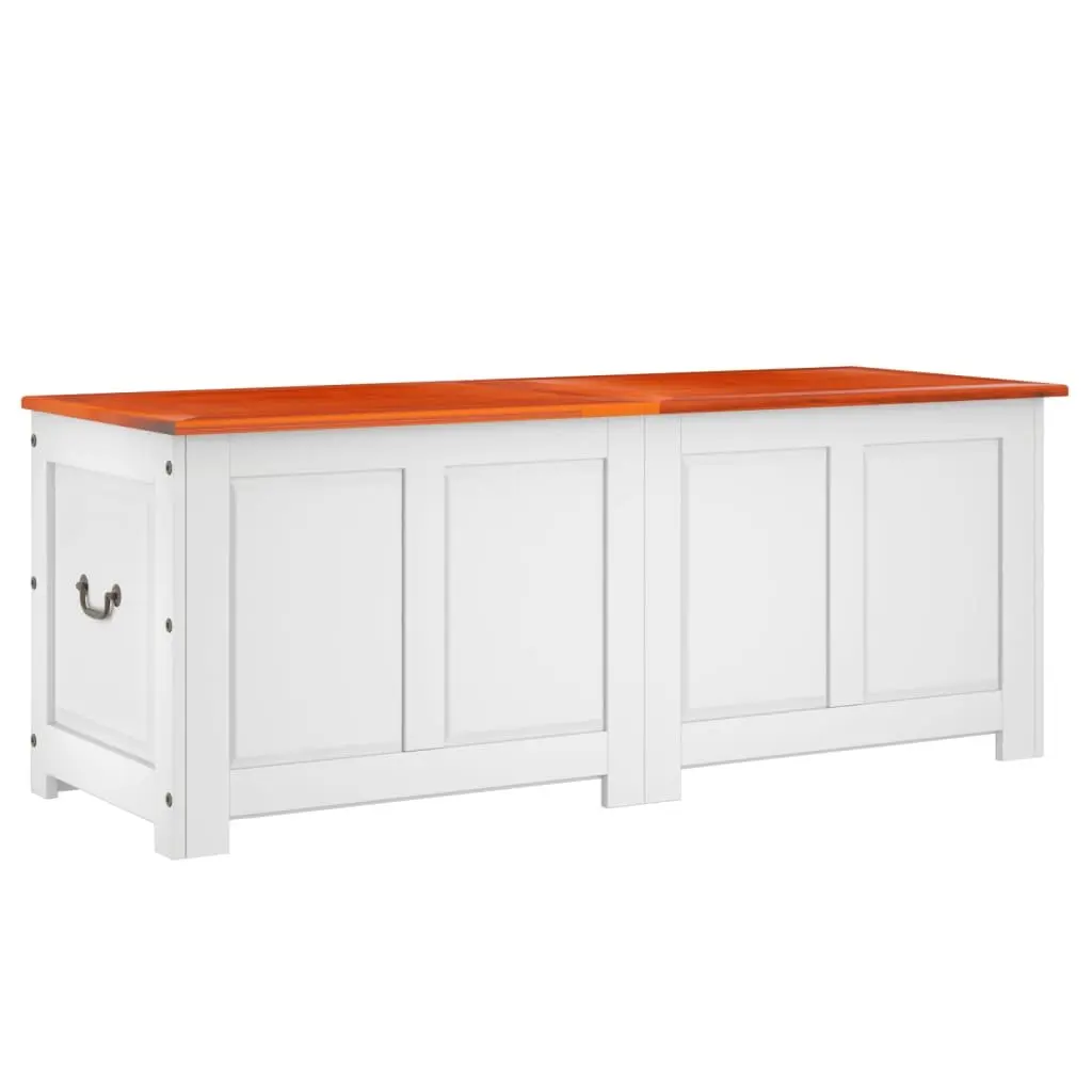 Acacia Wood Storage Chest with Lid in White