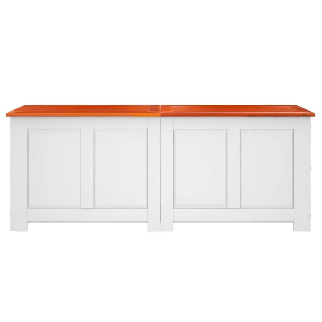 Acacia Wood Storage Chest with Lid in White