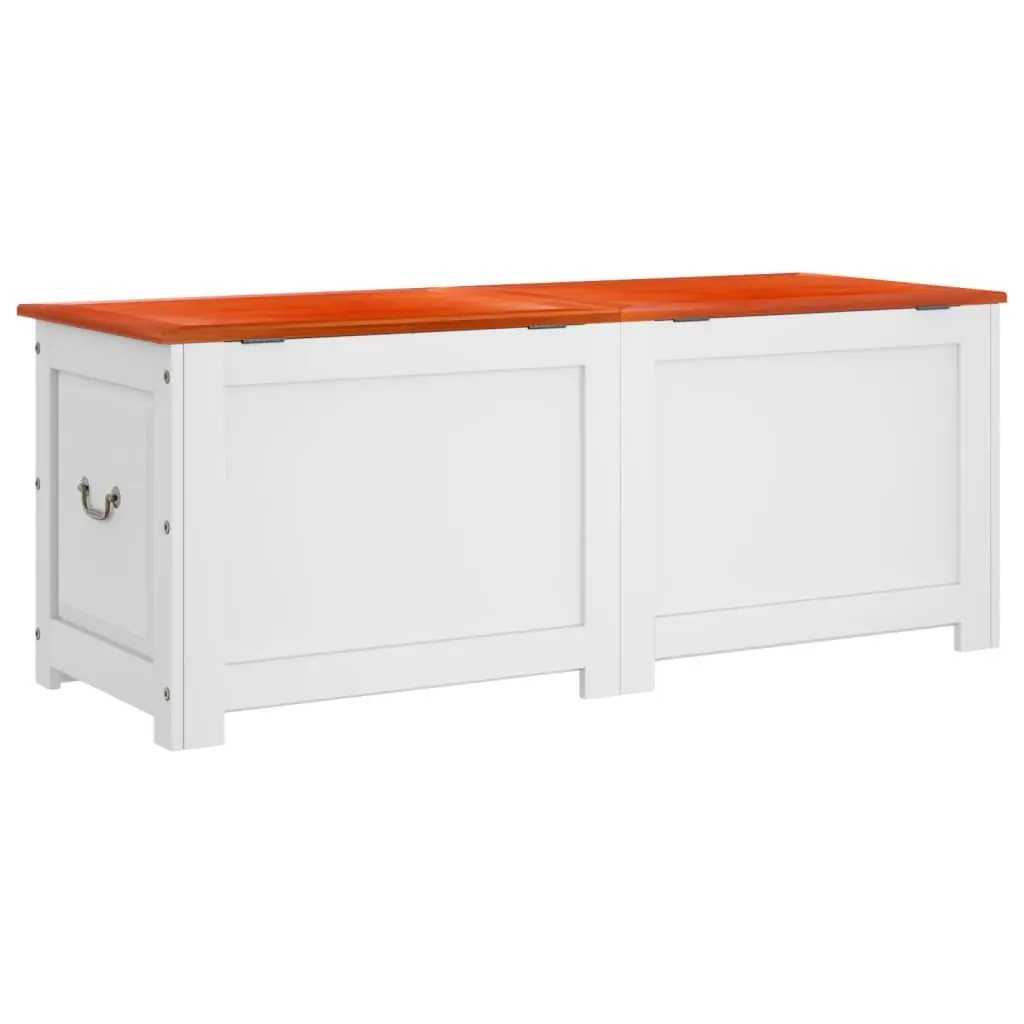 Acacia Wood Storage Chest with Lid in White
