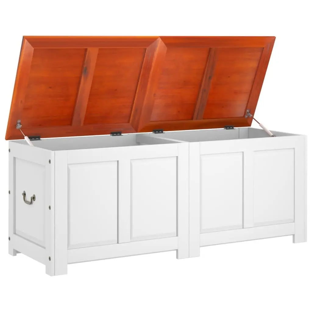 Acacia Wood Storage Chest with Lid in White