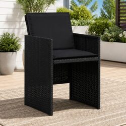 Durable Black Poly Rattan Outdoor Garden Chairs 4 pcs