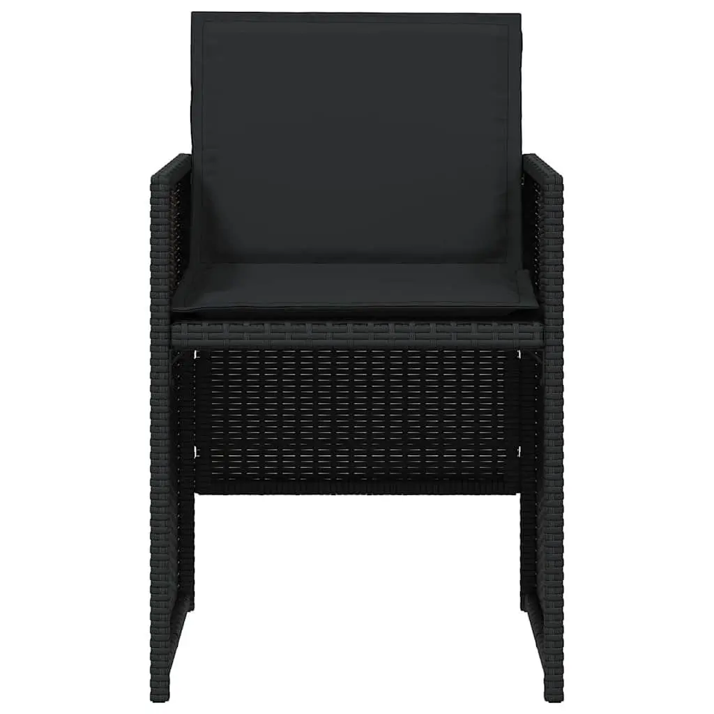 Outdoor Garden Chairs Poly Rattan Black Folding with Padded Cushions 4 Piece