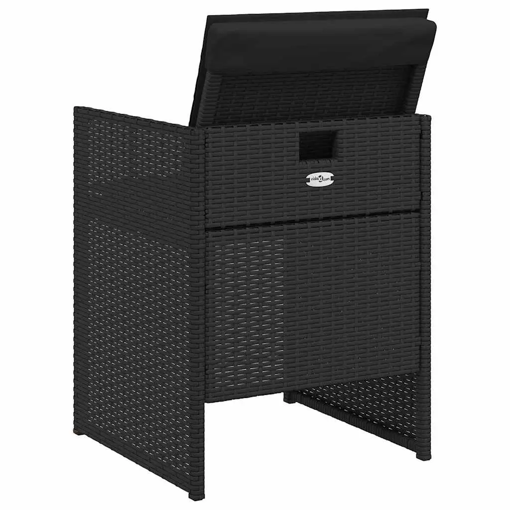 Outdoor Garden Chairs Poly Rattan Black Folding with Padded Cushions 4 Piece